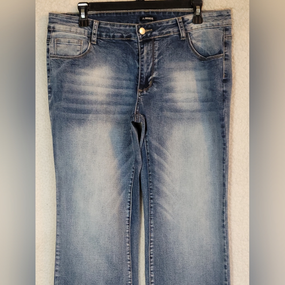 FLAMINGALS Size XL Wide Leg Jeans. W-17 R-8.5 I-32.5 Excellent Condition. - Picture 5 of 8